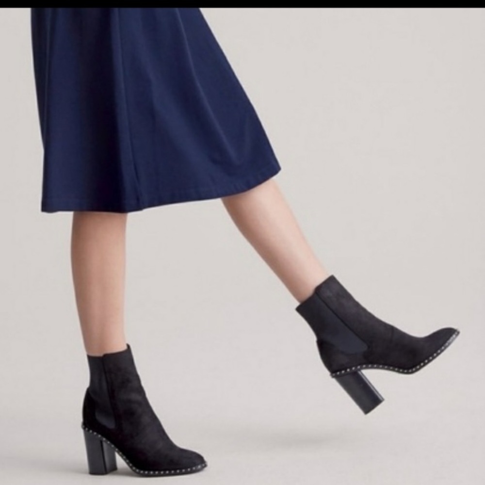 Rag & Bone Romi Waxy Studded Suede Boot in Black - Picture 2 of 9